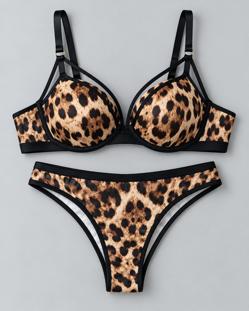 Leopard Print Padded Bra Panty Set