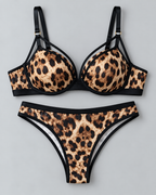 Leopard Print Padded Bra Panty Set