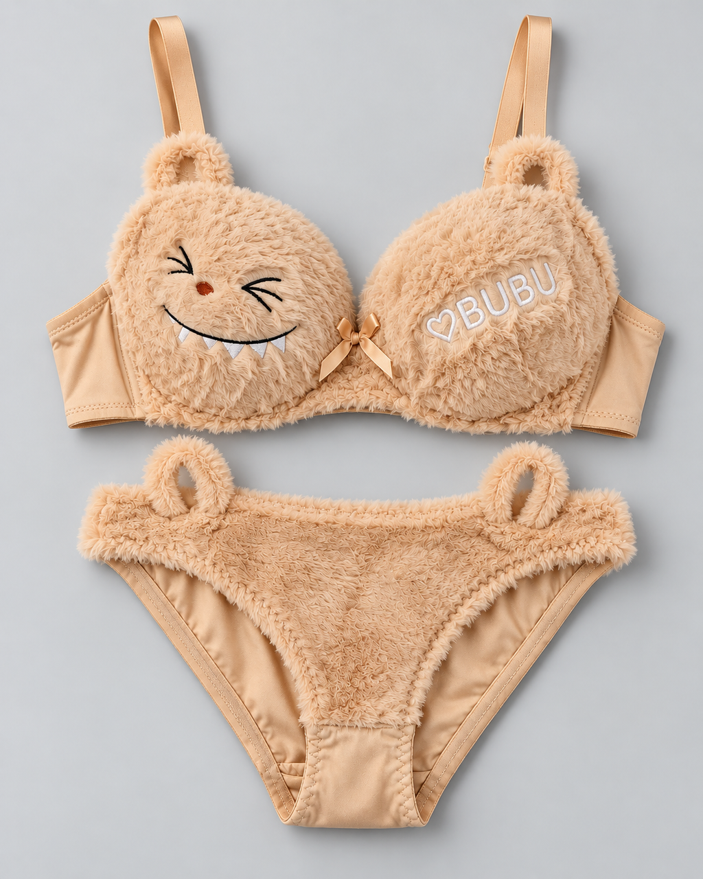 Trendy Fluffy  Bra Panty Set