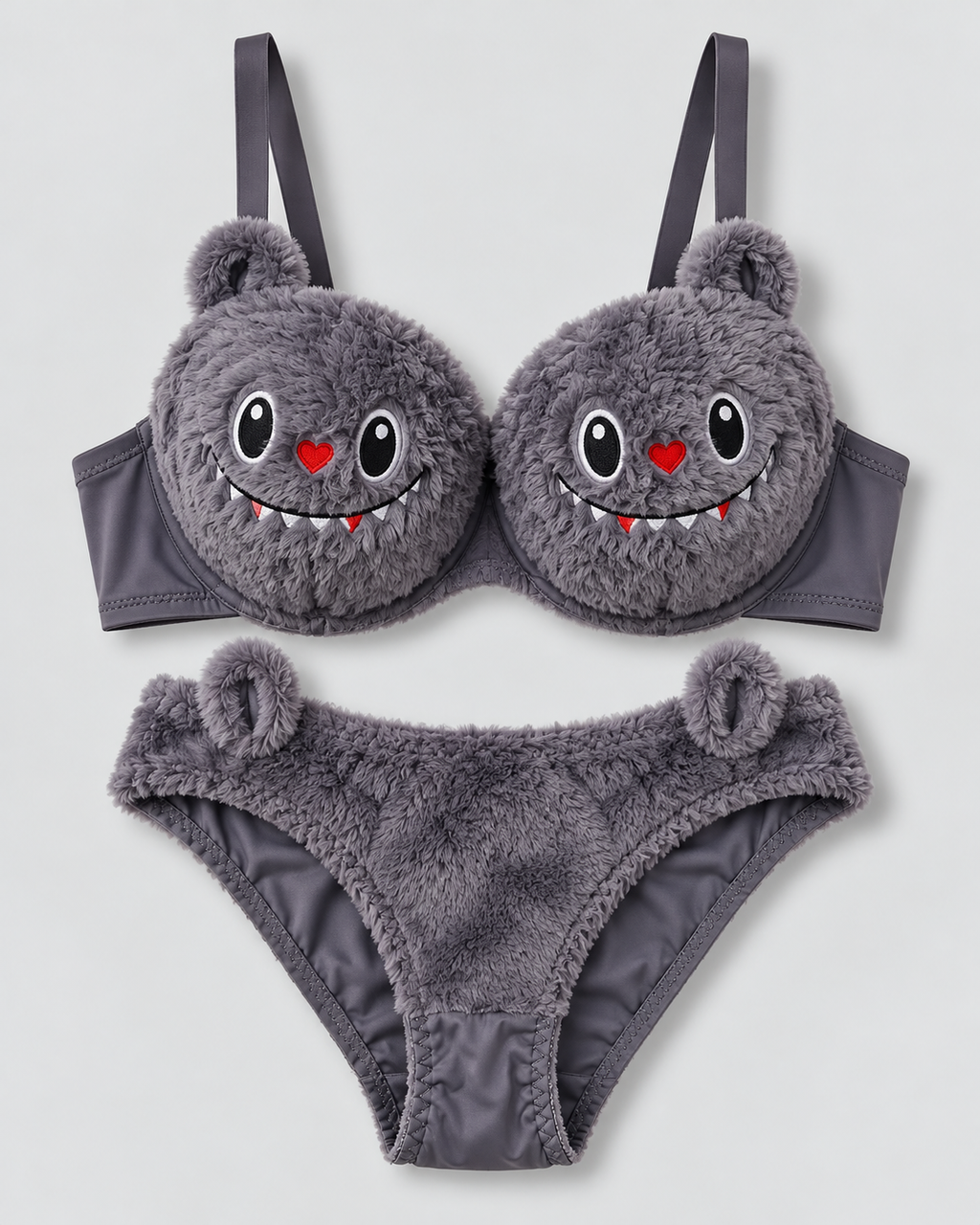 Trendy Fluffy Labubu Bra Panty Set