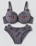 Trendy Fluffy Labubu Bra Panty Set