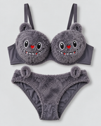 Trendy Fluffy Labubu Bra Panty Set