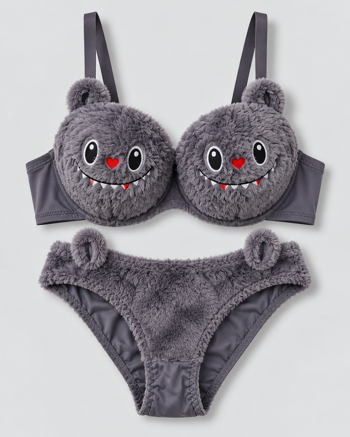 Trendy Fluffy Labubu Bra Panty Set