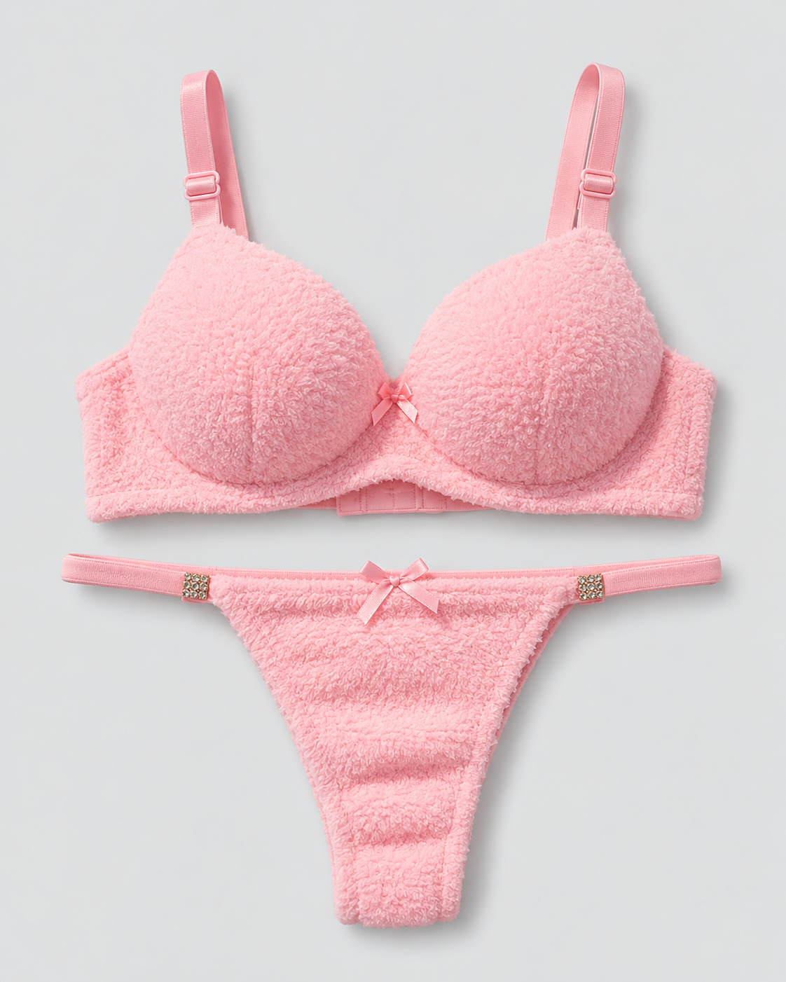 Trendy Fluffy Rabbit Bra & Panty Set