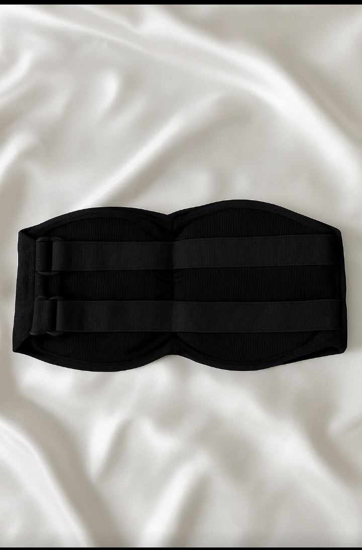 Black Seamless Strapless Padded Bra