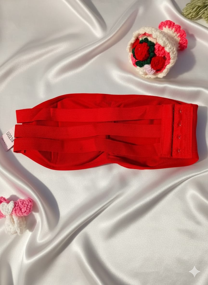 Red Seamless Strapless Padded Bra