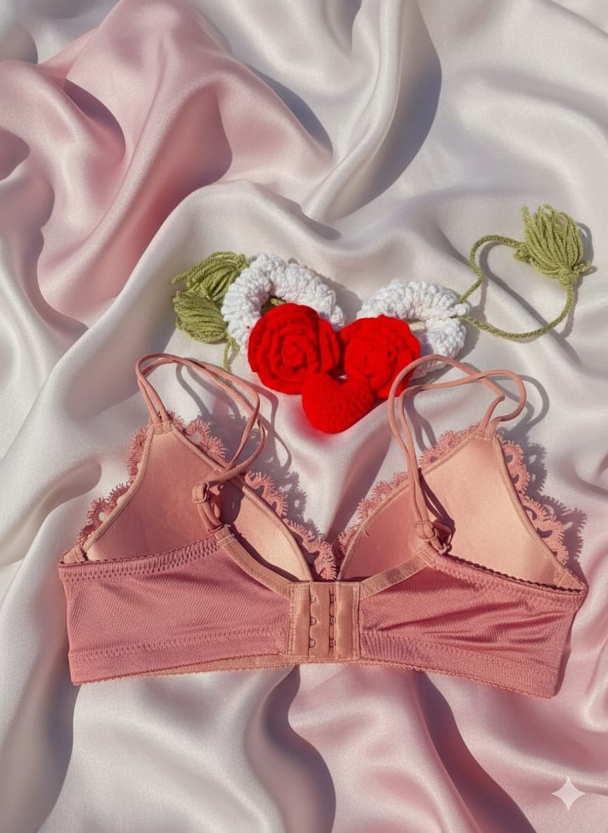 Premium Pink French Style Romantic Lace Lingerie Set