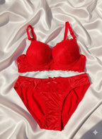 Premium Red French Style Romantic Lace Lingerie Set
