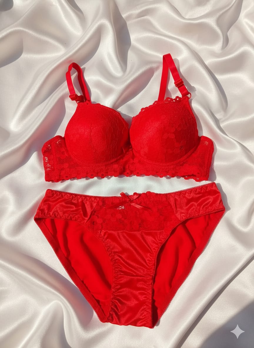 Premium Red French Style Romantic Lace Lingerie Set