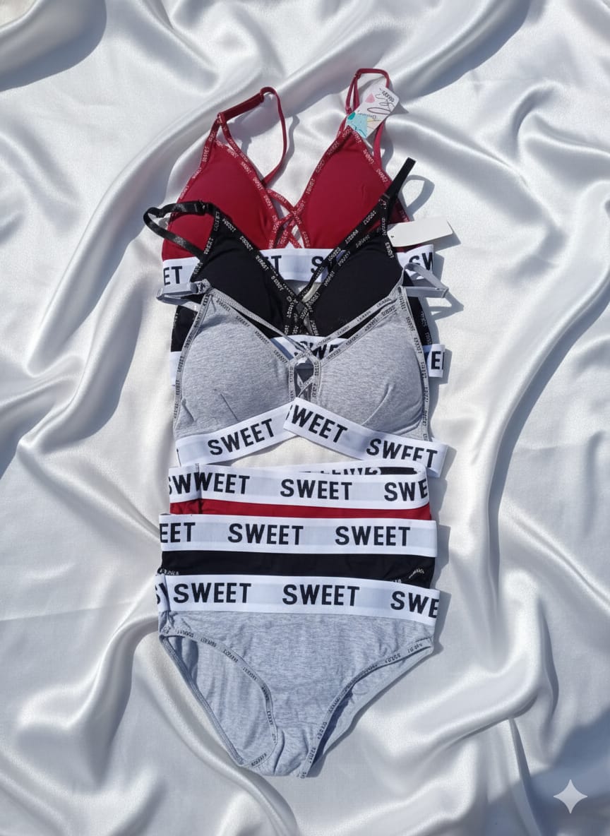 Bikini Style Sweet Criss Cross Bra & Panty Set (Pack of 3)