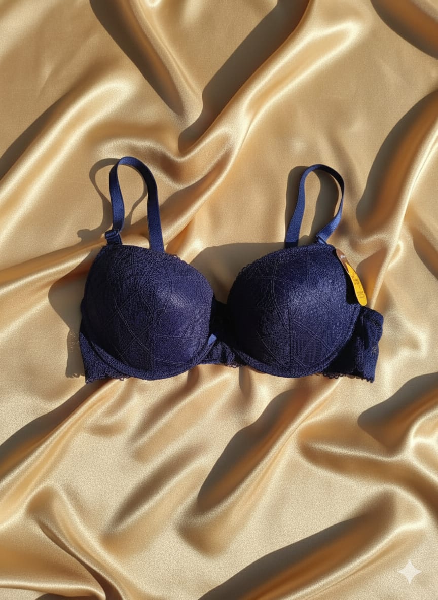 Premium Blue Thin Padded Lacy Bra