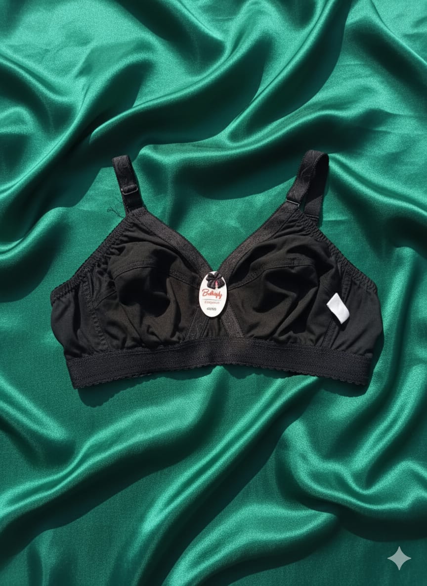 Premium Butterfly Black Cotton Bra (Daily Wear)