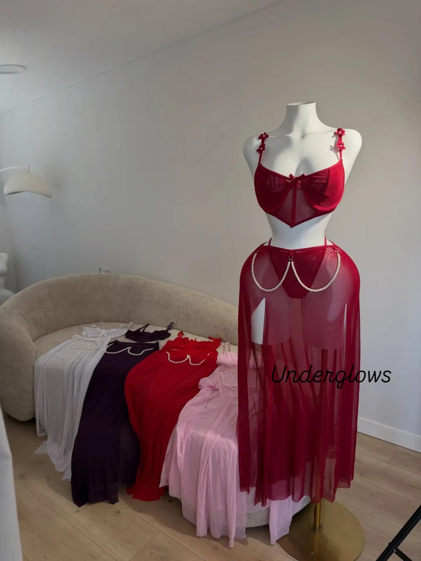 Elegant long Lingerie Garter with Front Open Slits