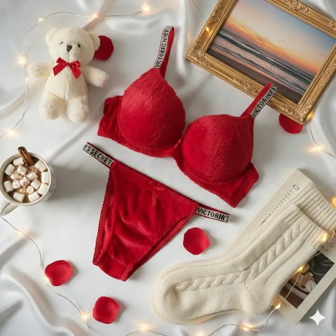Victoria Secret Trendy Fluffy Bra & Panty Set