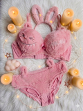 Trendy Fluffy Bunny Bra Panty Set