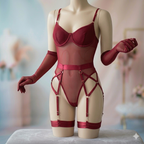 1 pc Trendy net with garter underwear lingerie set