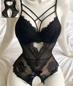 Strappy crochless,backless bodysuit