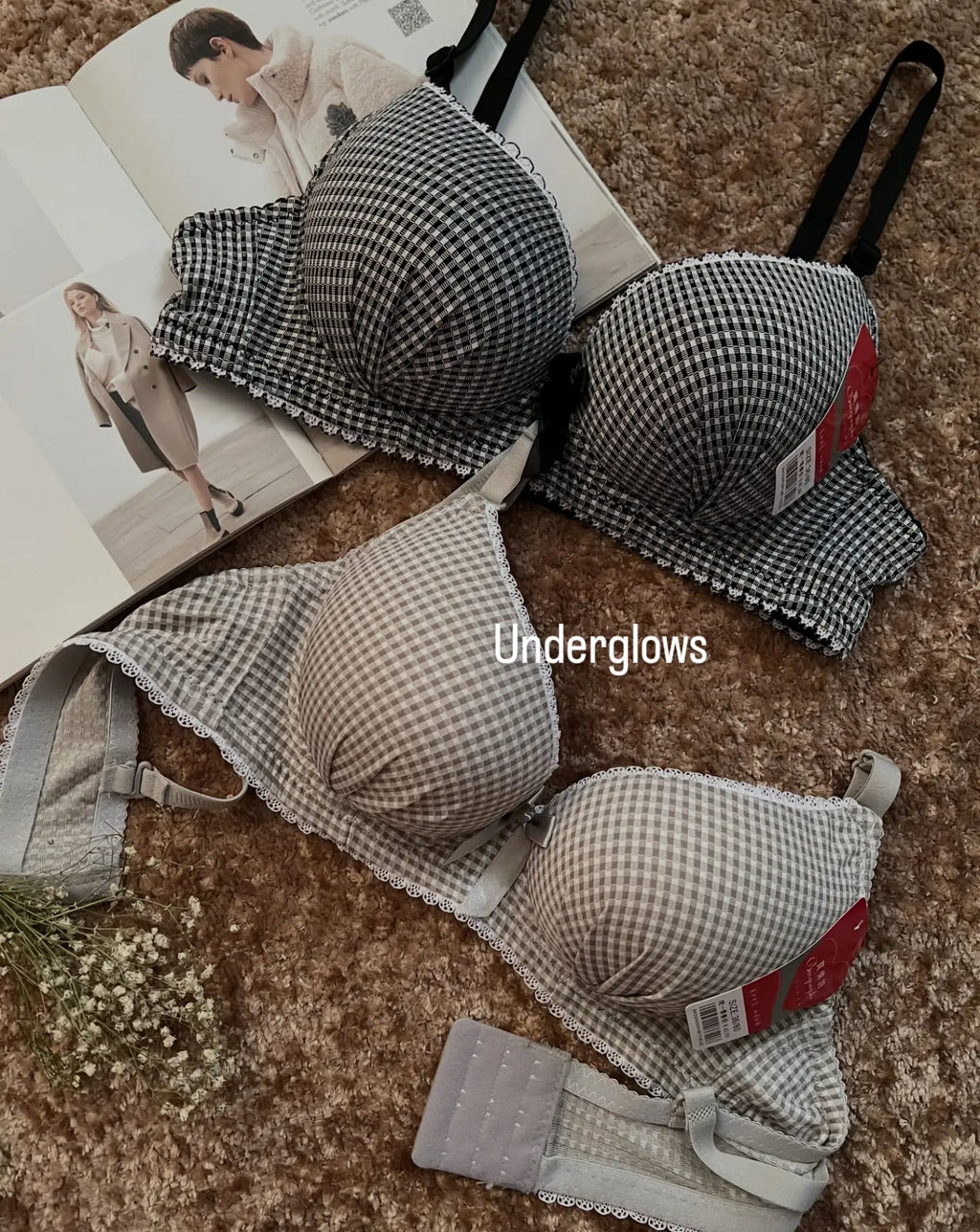 Double Padded Check Print Bra