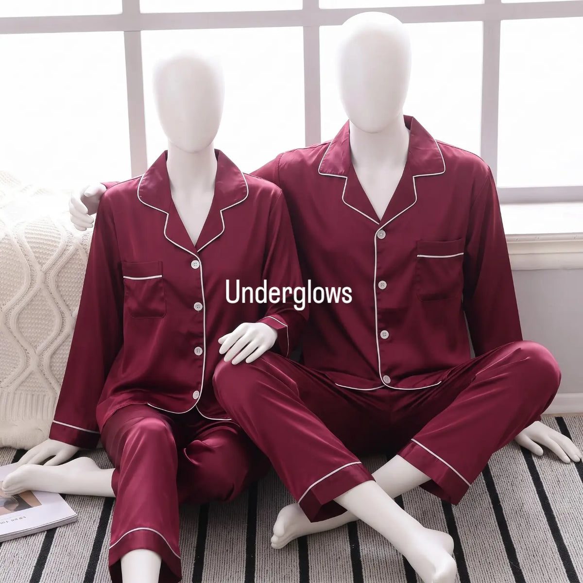 Silk pjs for couples, Sleepwear Set