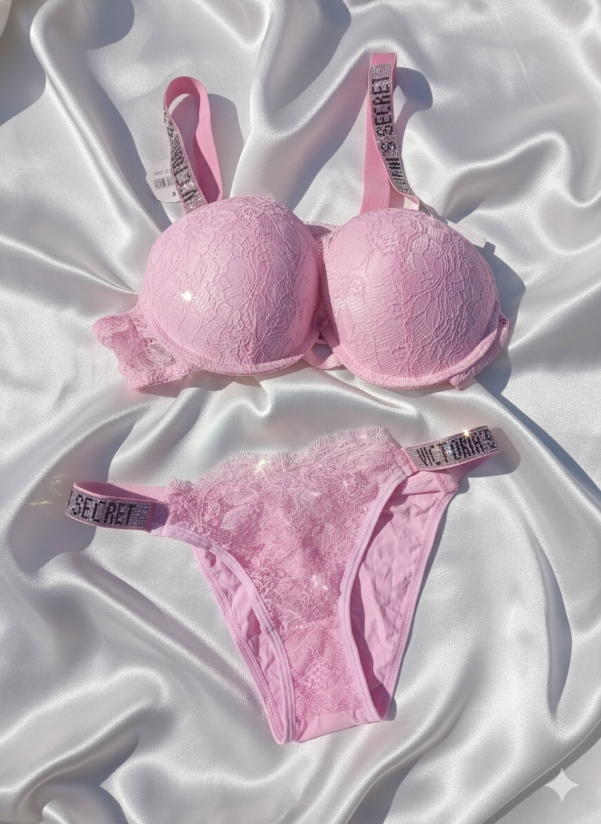 Victoria Secret Soft Net Wired Pushup Bra & Panty Set
