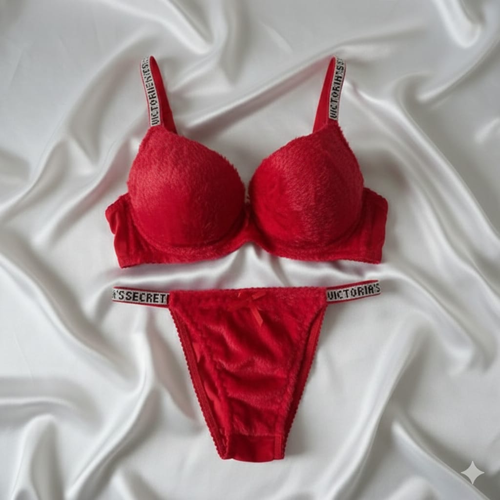 Victoria Secret Trendy Fluffy Bra & Panty Set