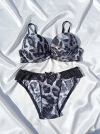 Luxury Leopard Print Padded Bra Panty Set