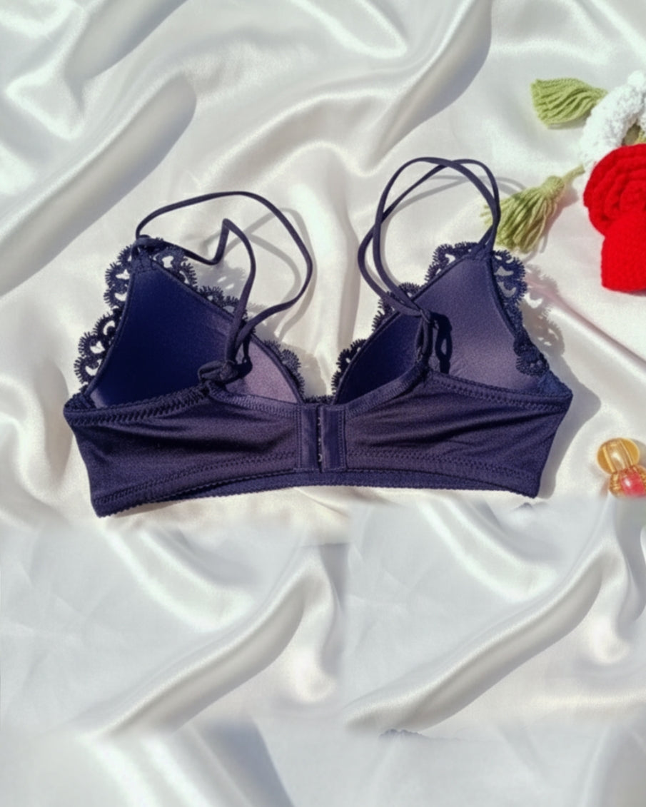 Premium Blue French Style Romantic Lace Lingerie Set