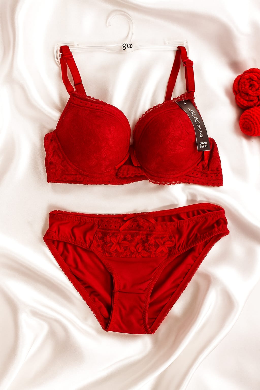 Premium Red French Style Romantic Lace Lingerie Set