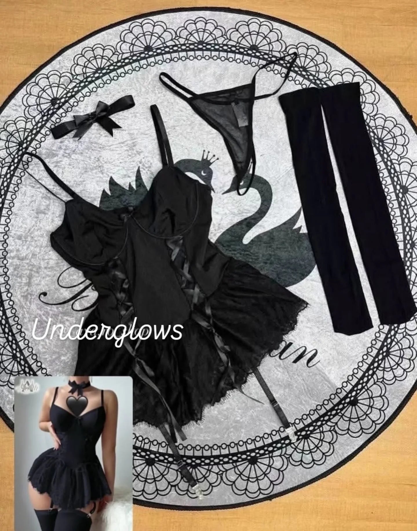 See through/ gothic Lingerie Set with stockings