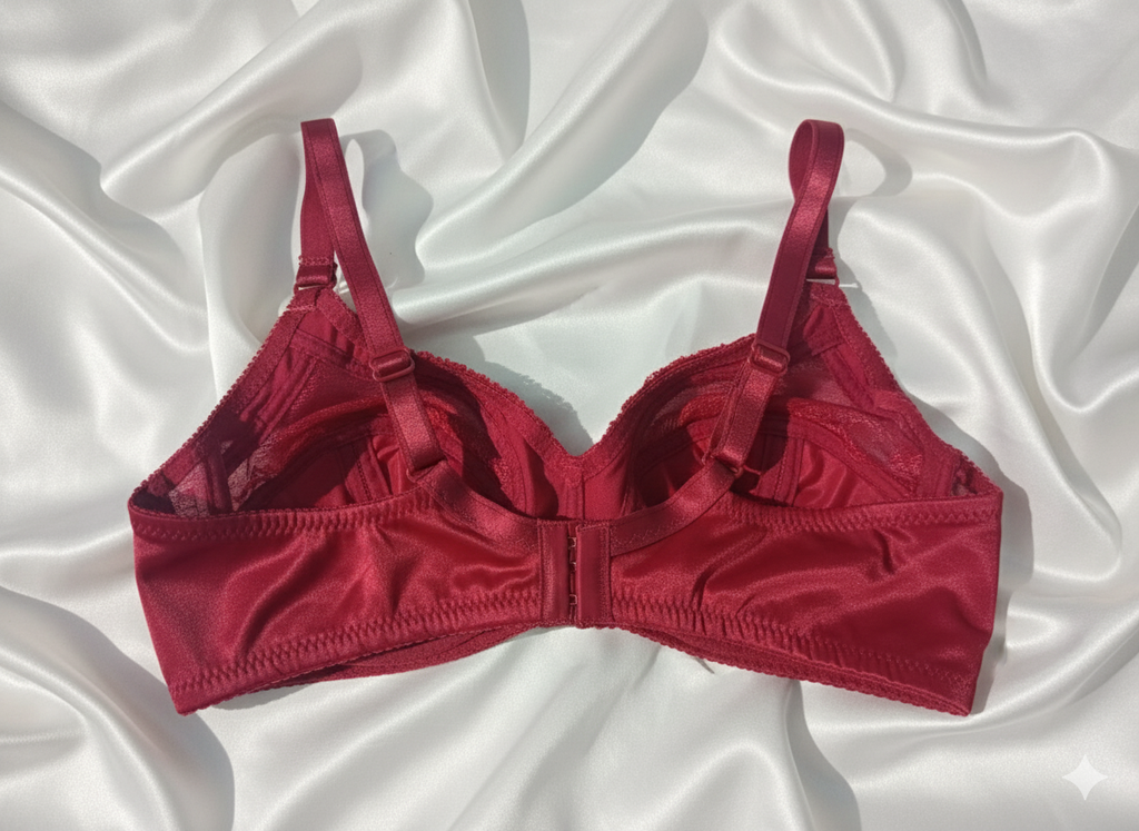 Premium Red Net Lacy Bra (Non Padded - Non Wired Bra)