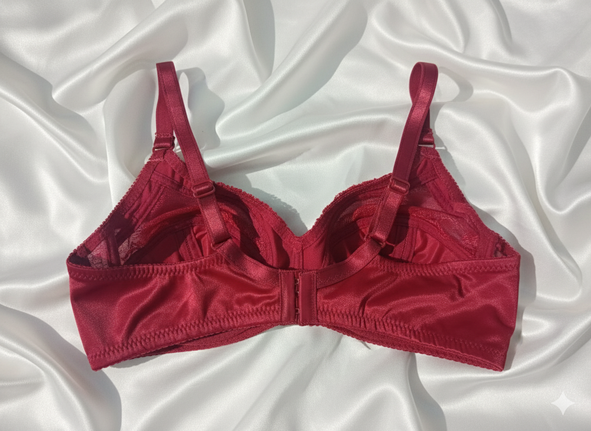 Premium Red Net Lacy Bra (Non Padded - Non Wired Bra)