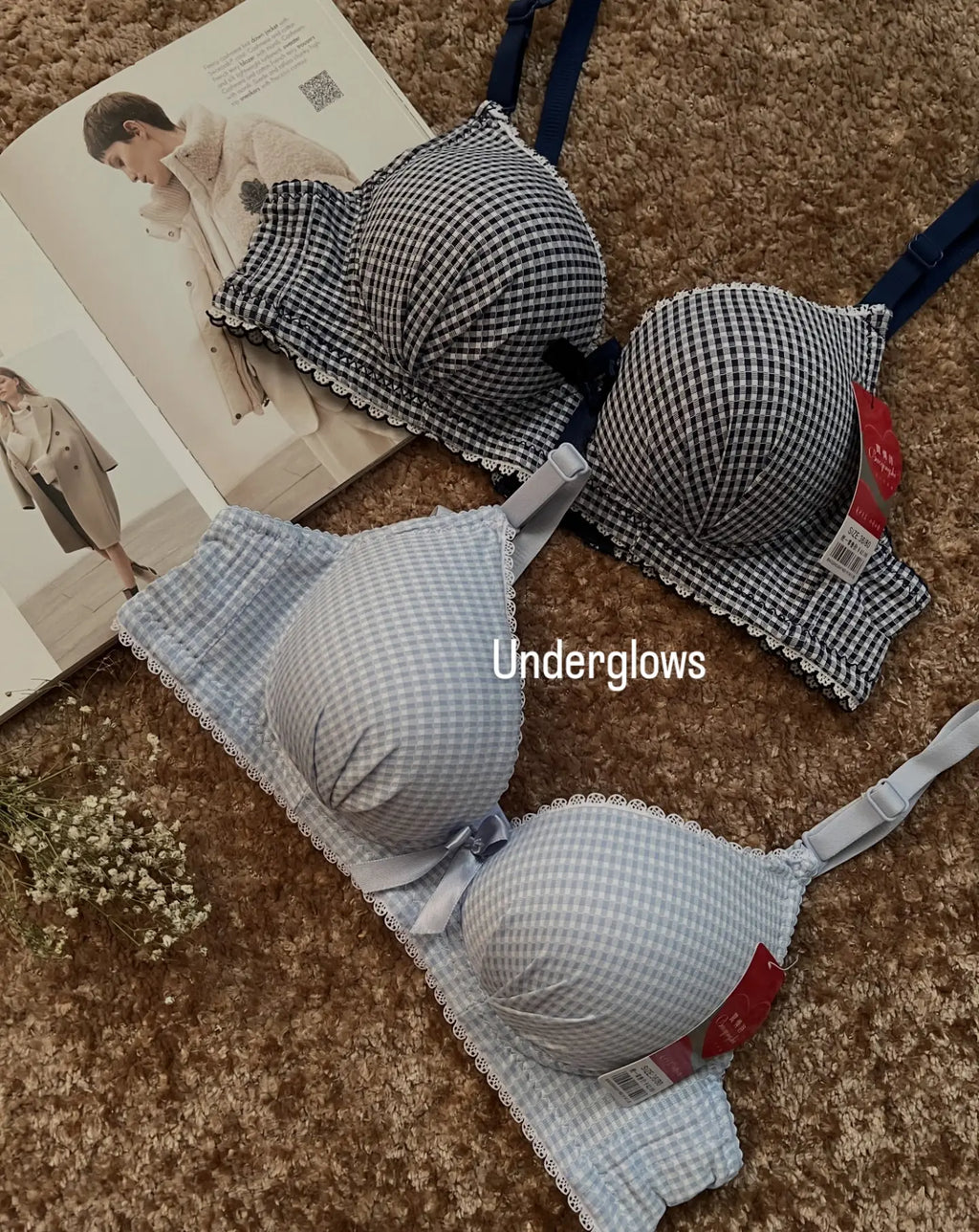 Double Padded Check Print Bra
