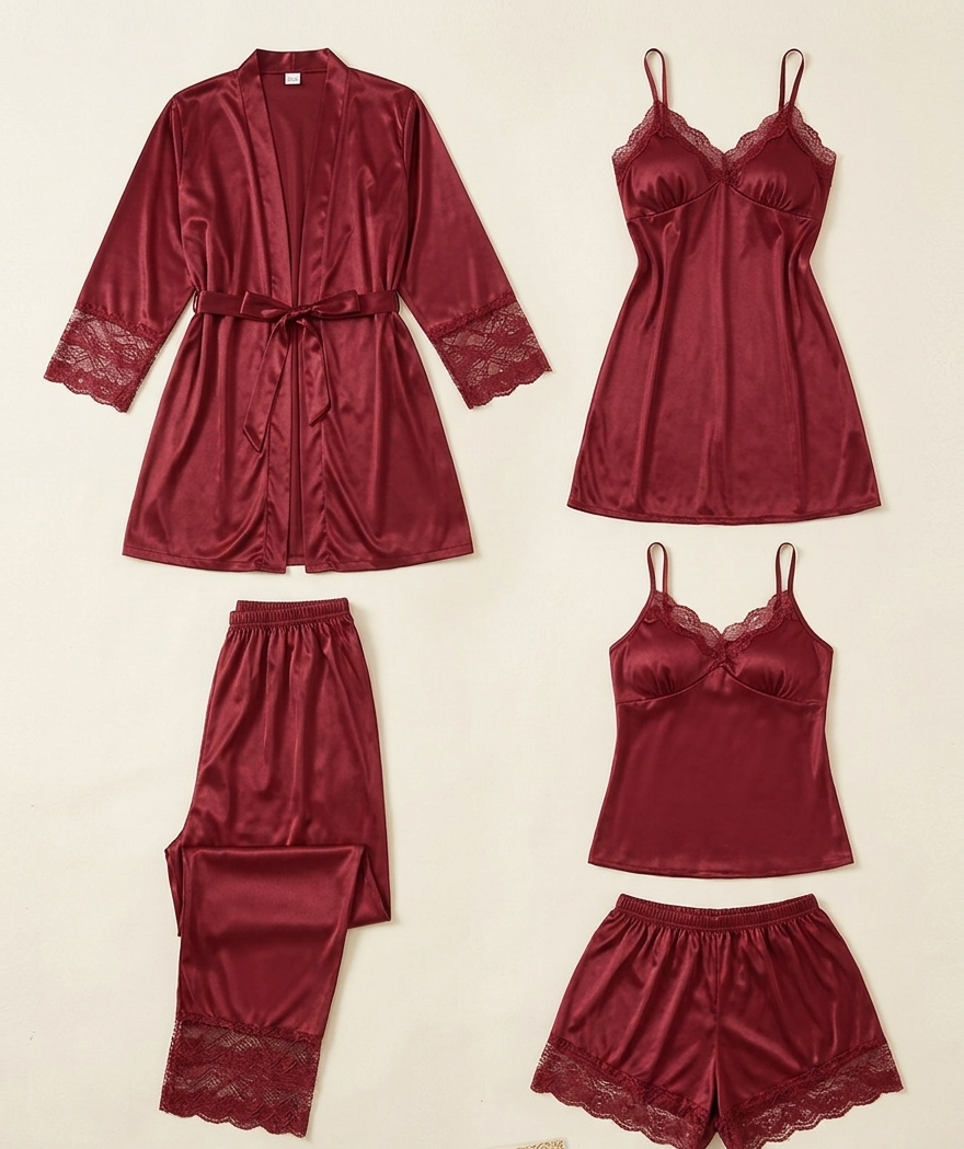 5 pcs premium china silk Lingerie Set for bridal wear