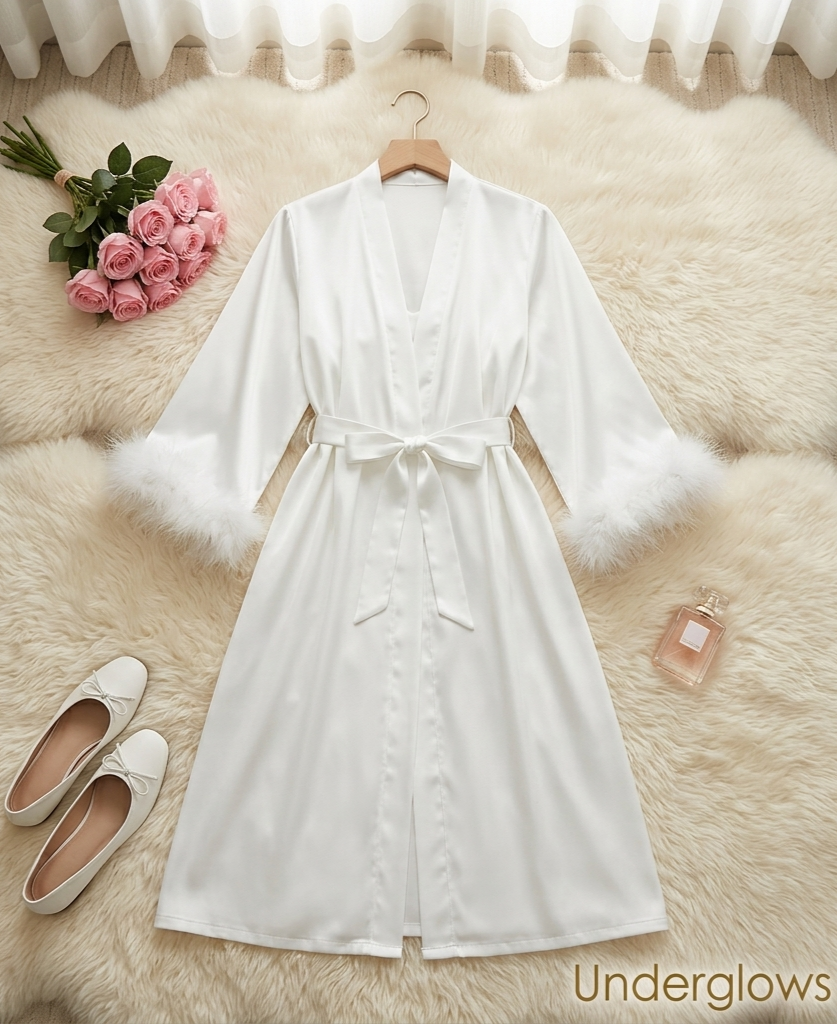 Bridal Feather Robe with Sleeves