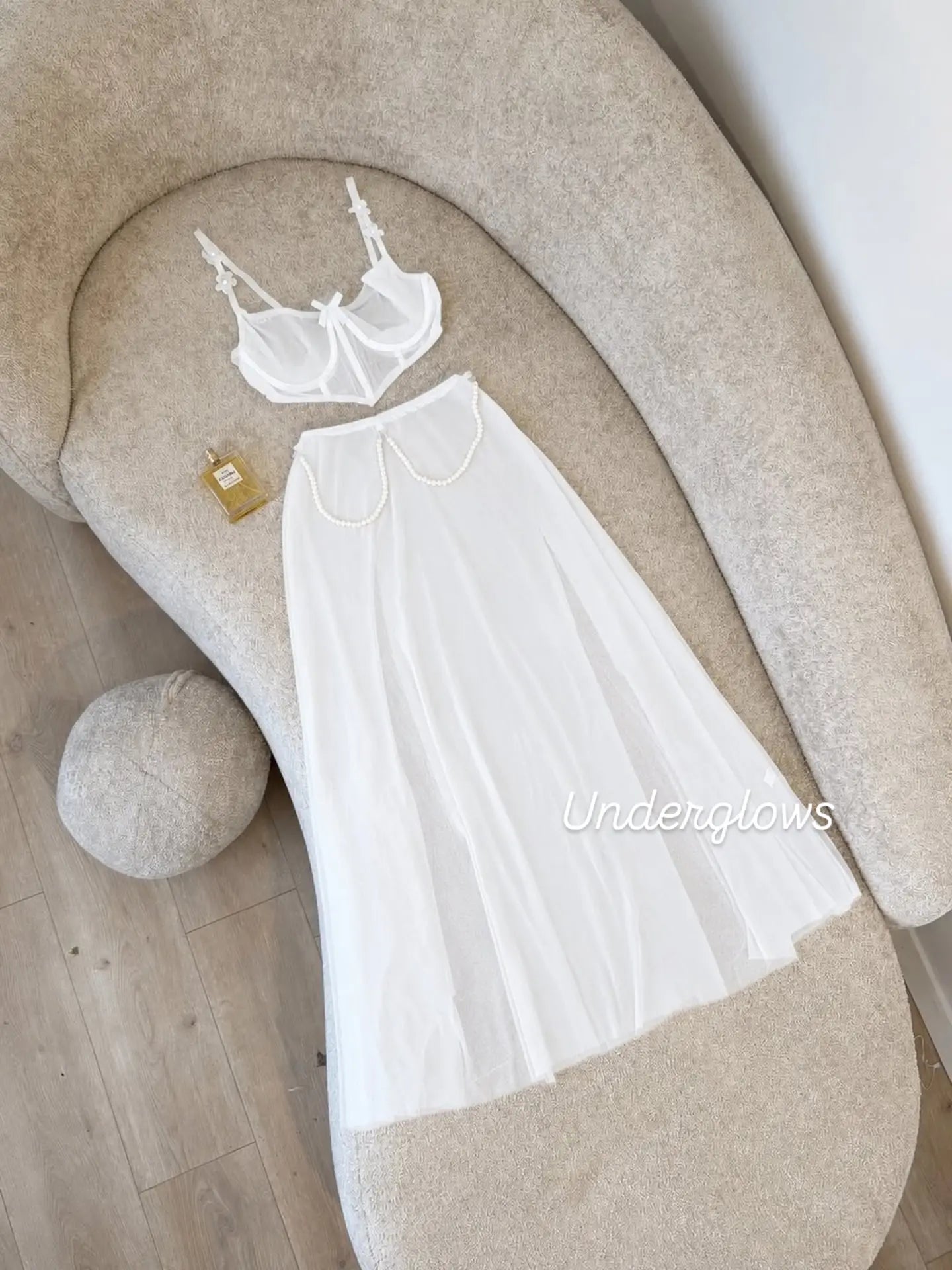 Elegant long Lingerie Garter with Front Open Slits