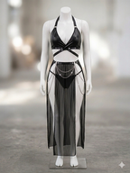Criss cross Elastic Strap with leather bra  lingerie Set