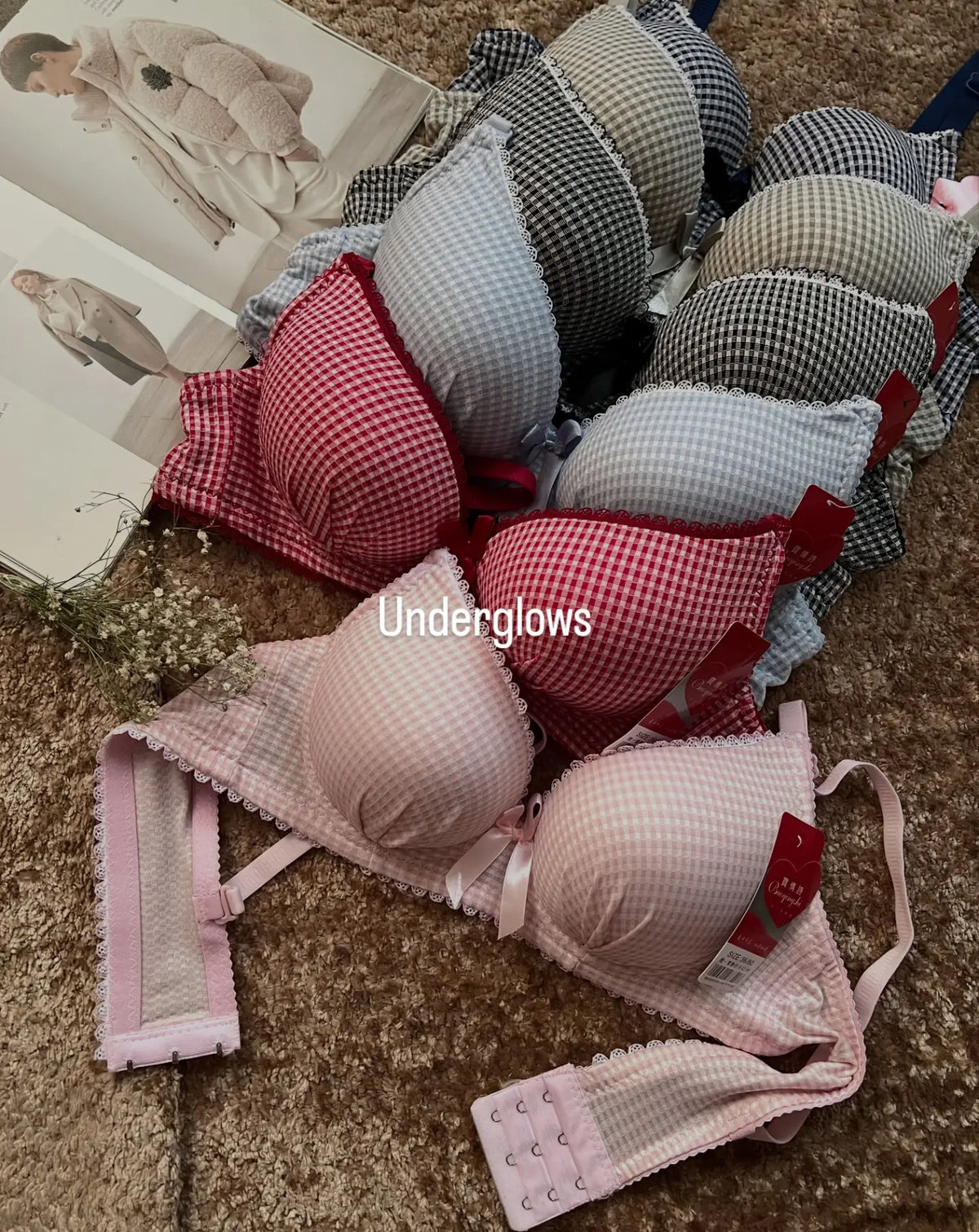 Double Padded Check Print Bra