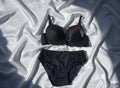 Black Fancy Lacy Padded Bridal Wired  bra & panty set