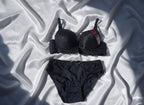 Black Fancy Lacy Padded Bridal Wired  bra & panty set
