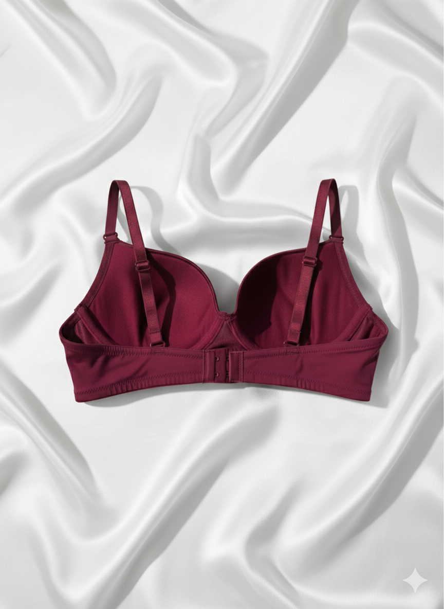 Premium Maroon Half Cup Push Up Double Padded Bra