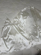 2-Piece Bridal Satin Sleepwear Set with Feather Sleeves