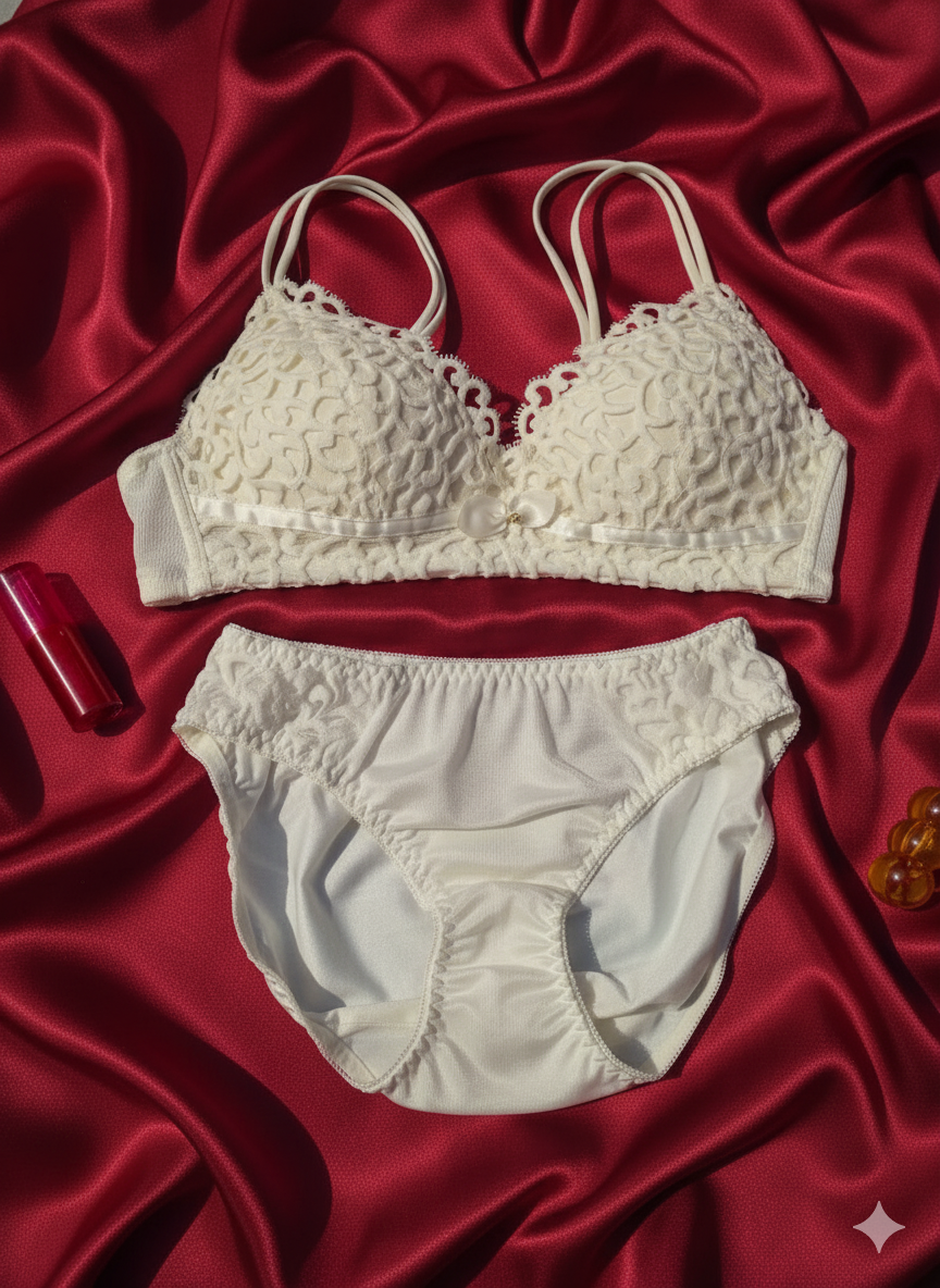 Premium White French Style Romantic Lace Lingerie Set