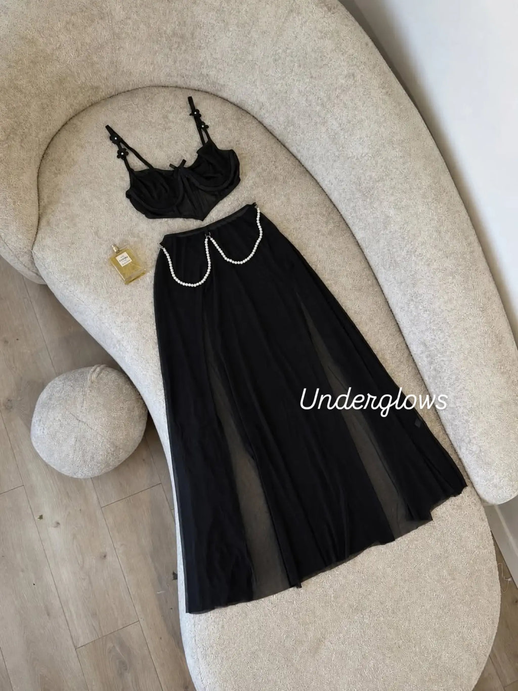 Elegant long Lingerie Garter with Front Open Slits