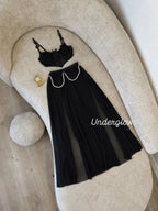 Elegant long Lingerie Garter with Front Open Slits