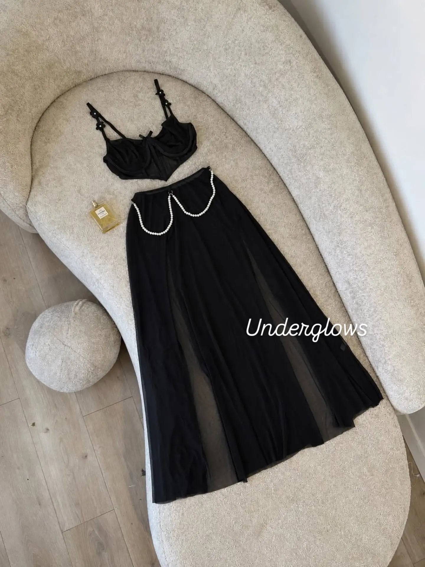 Elegant long Lingerie Garter with Front Open Slits