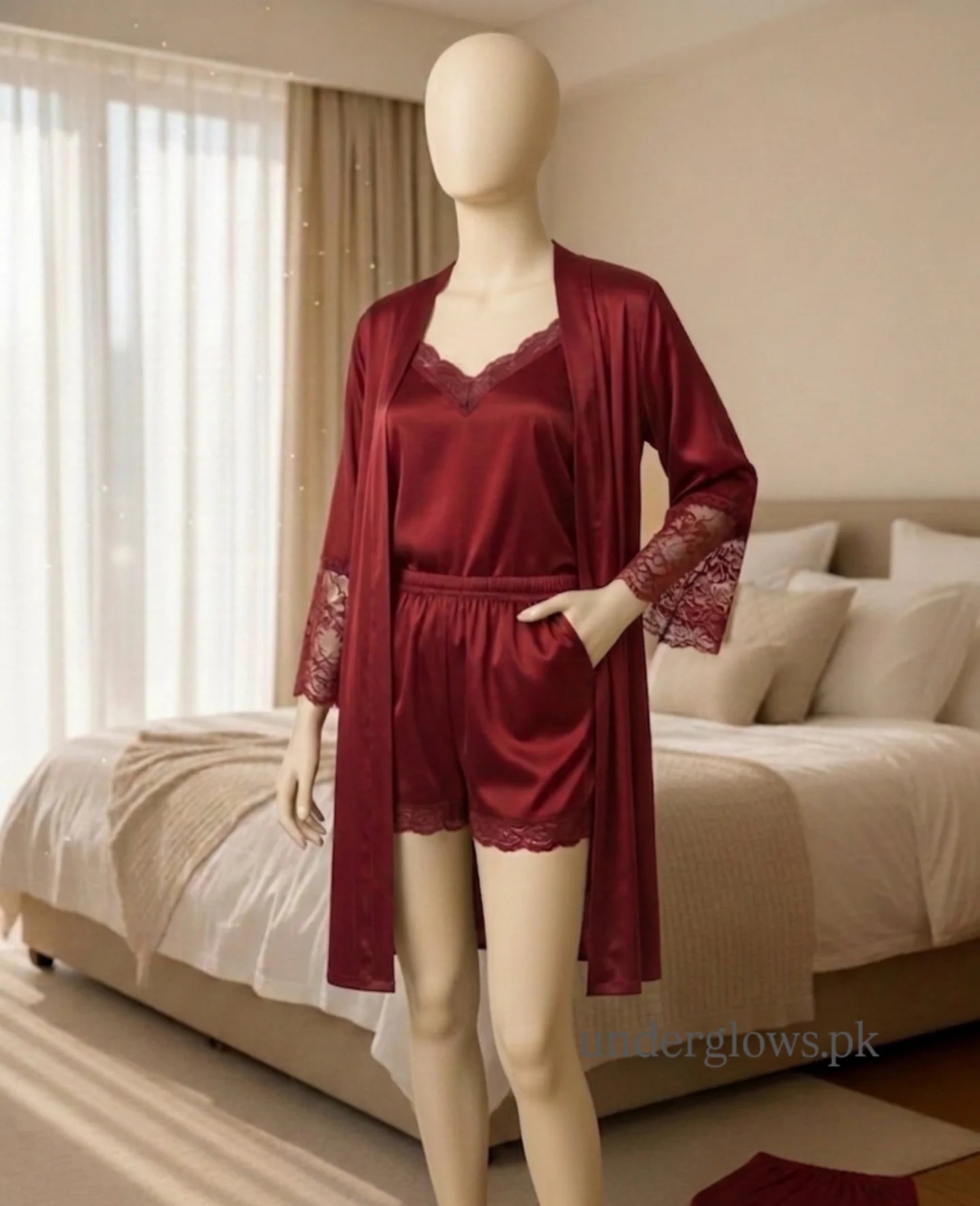 5 pcs premium china silk Lingerie Set for bridal wear