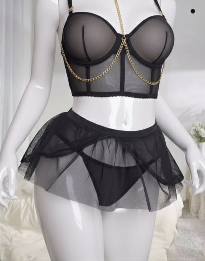 Intimidate western style chained  net first night  Lingerie Set