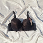 Black Fancy Lacy Padded Bridal Wired  bra & panty set