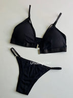 Luna lace deep V triangle cup Criss Cross Bra & Panty Set( Free size)