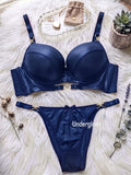 Leather sophisticated Bra & thong Set